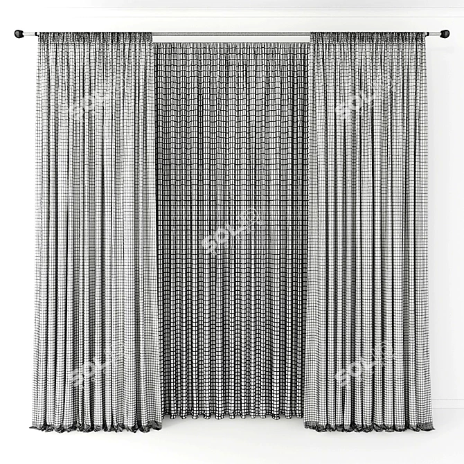 Elegant Window Drapes 3D model image 2