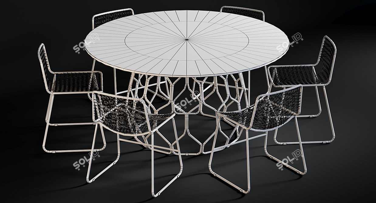 Brass Alpha Dining Set 3D model image 3