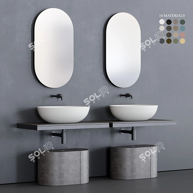 Cielo Multiplo Set: Vanity Unit, Washbasin & Mirror 3D model image 1