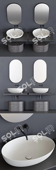 Cielo Multiplo Set: Vanity Unit, Washbasin & Mirror 3D model image 2
