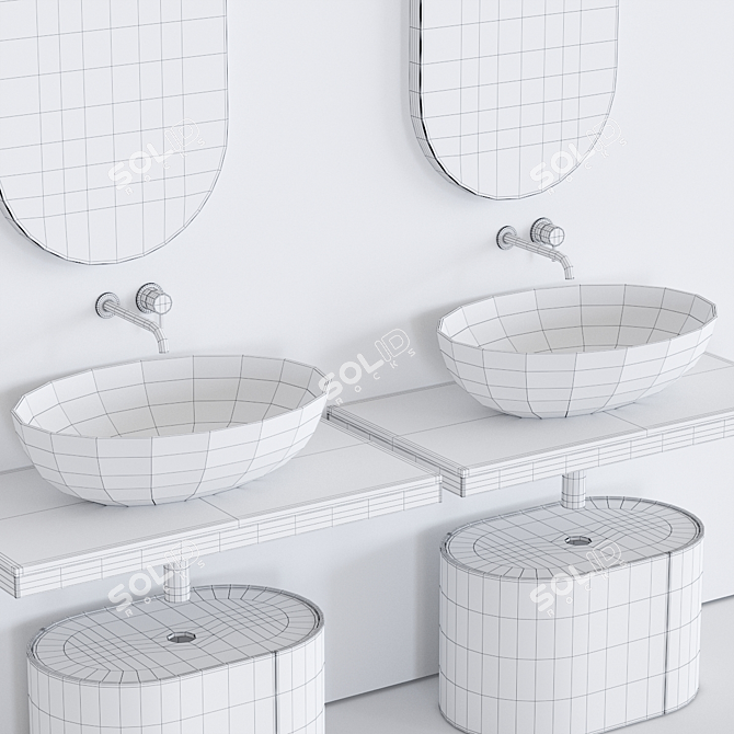 Cielo Multiplo Set: Vanity Unit, Washbasin & Mirror 3D model image 3