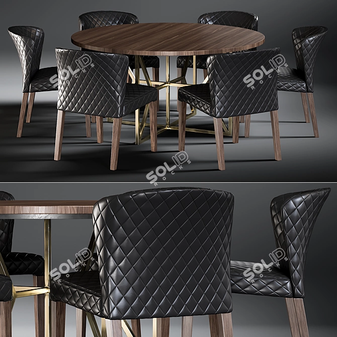 Modern Acacia Dining Set 3D model image 1