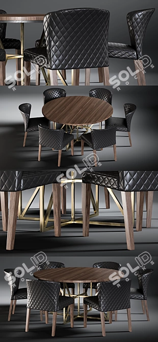 Modern Acacia Dining Set 3D model image 2