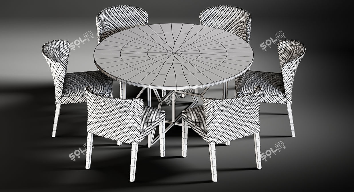 Modern Acacia Dining Set 3D model image 3