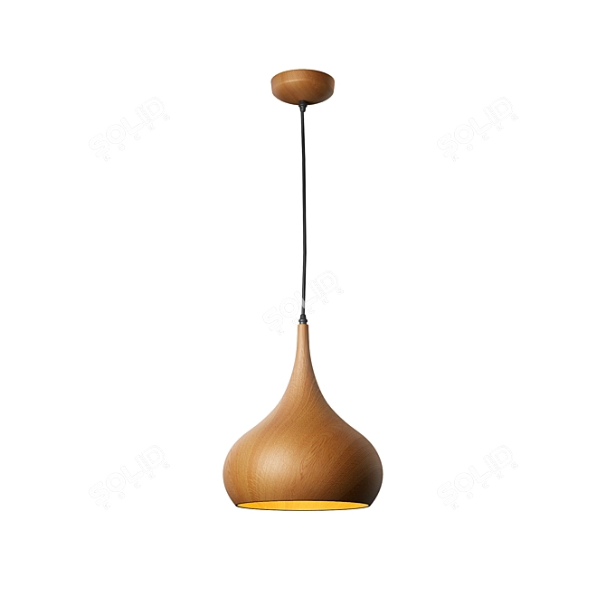 Natural Wood Hanging Lamp Shade 3D model image 1