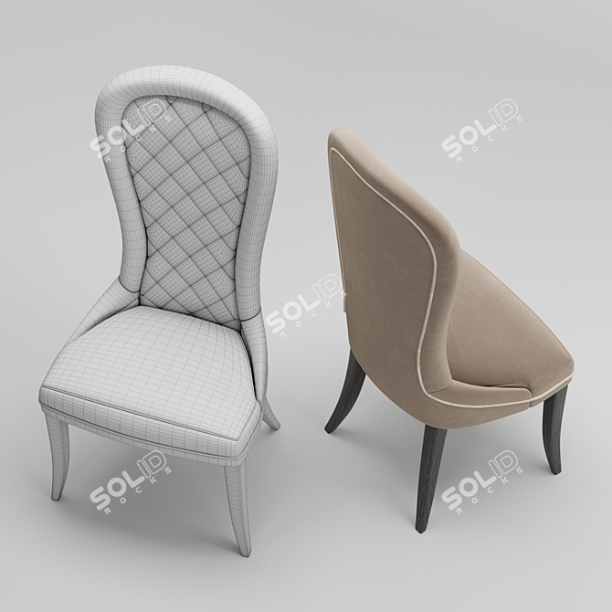 Contemporary Leather Oliver Dining Chair 3D model image 3