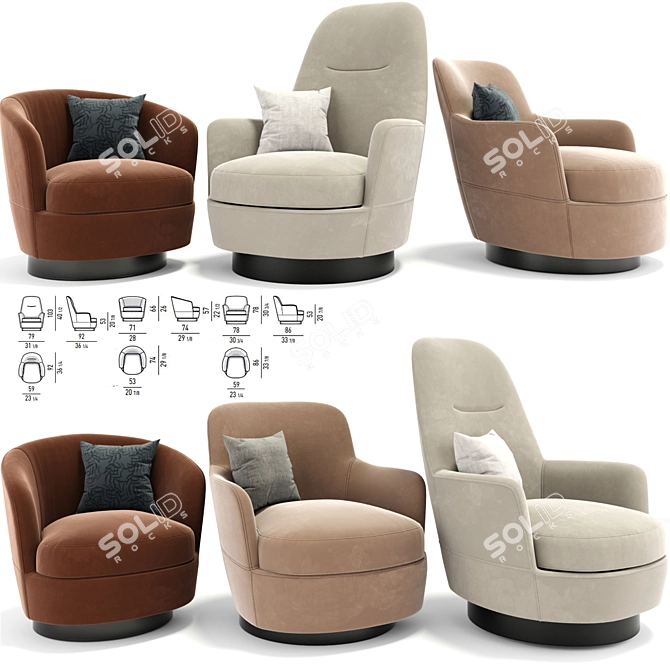 Luxury Minotti Jacques Armchair Set 3D model image 1