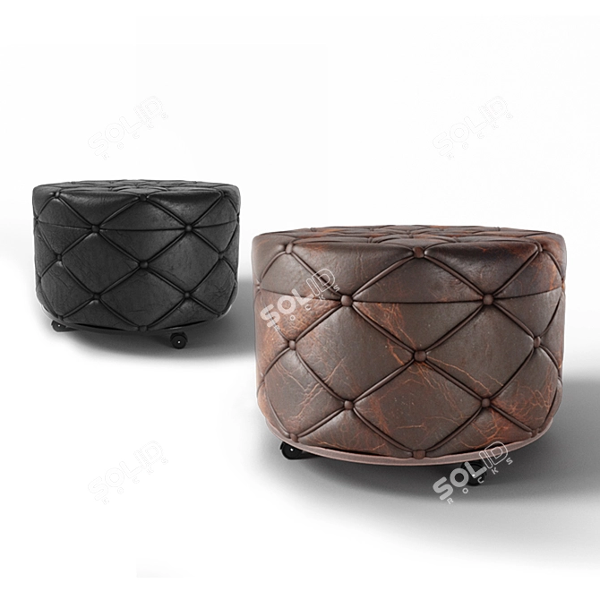 Luxury Leather Ottoman Pouf 3D model image 1