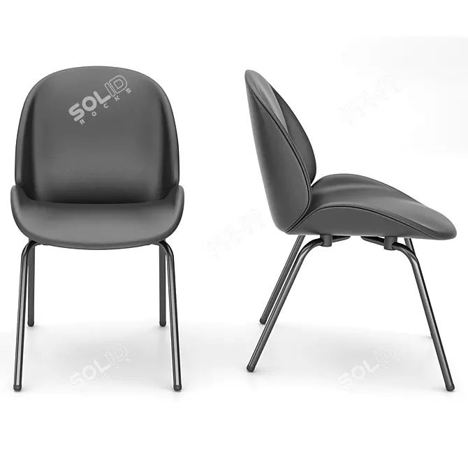 Modern LC6 Table with Beetle Chairs 3D model image 2