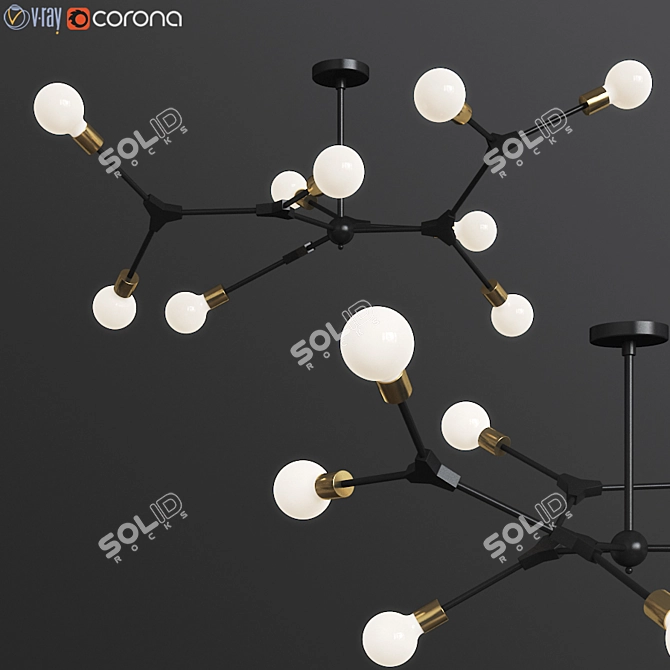 DNA Spiral Ceiling Light - Modern Brass and Glass Fixture 3D model image 1