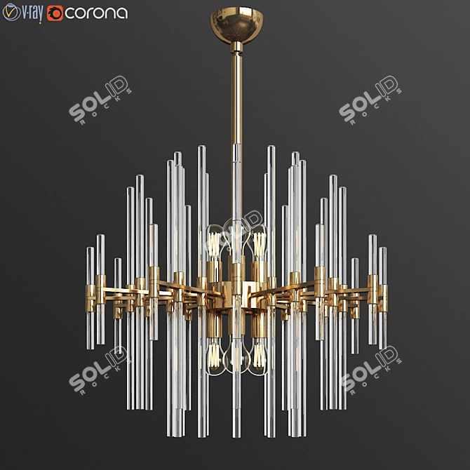 Quebec 6-Light Brass Chandelier 3D model image 1