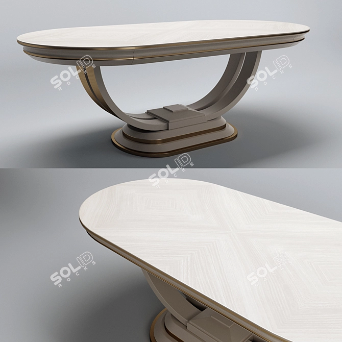 Elegant Gold Trim Dinner Table 3D model image 2