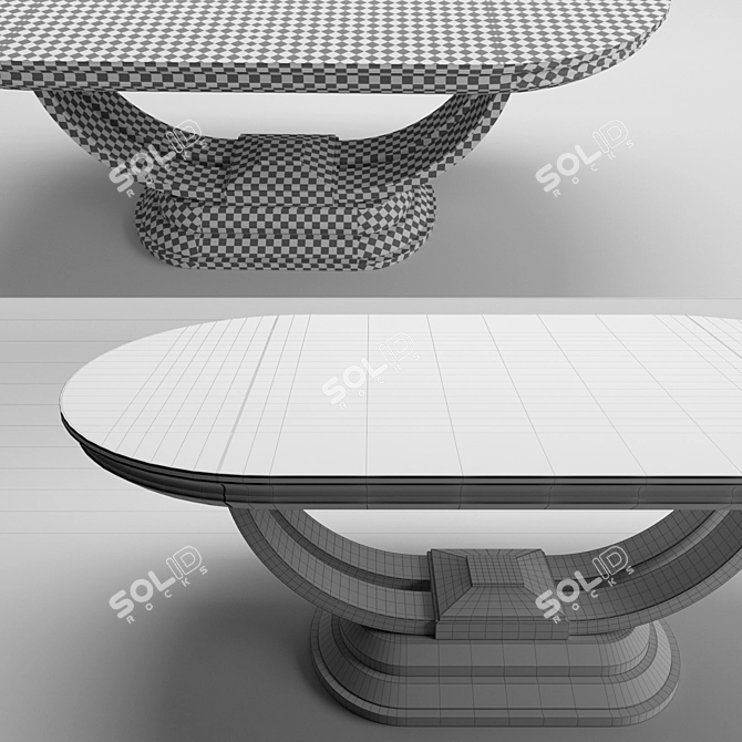 Elegant Gold Trim Dinner Table 3D model image 3