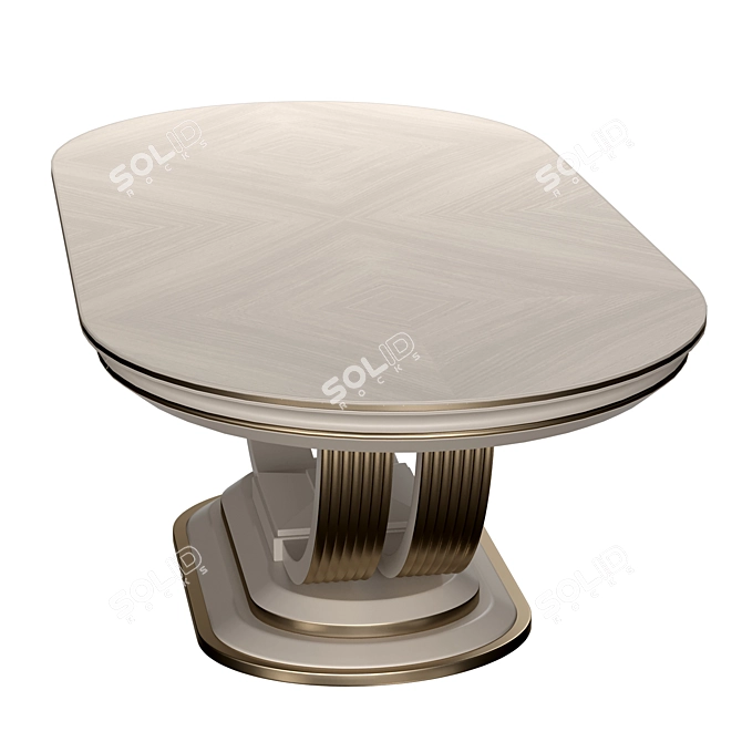 Elegant Gold Trim Dinner Table 3D model image 6