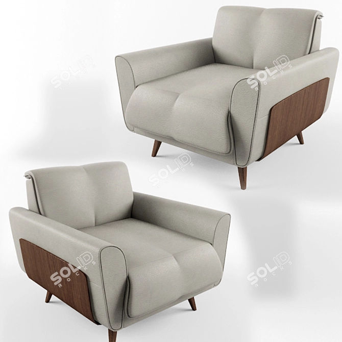 Natuzzi Talento - Stylish Wood Panel Armchair 3D model image 1