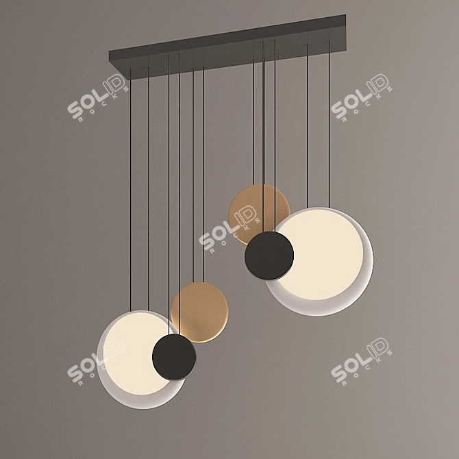 Elegant Metal Ceiling Light 3D model image 2