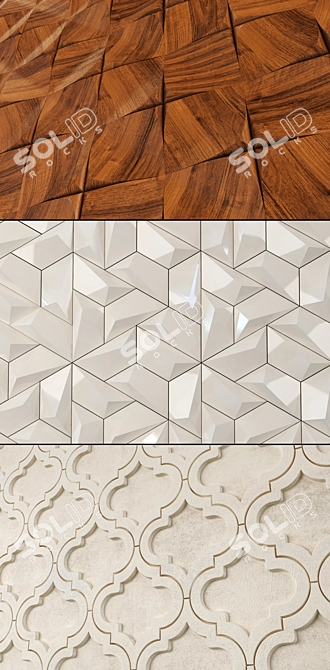 3D Tile Panel: 3 Unique Models 3D model image 2