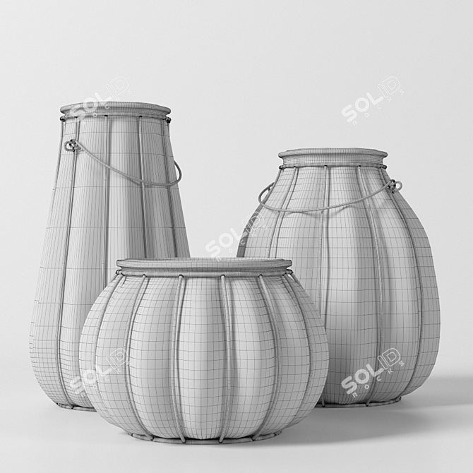 Elegant Glass Vases Set 3D model image 2