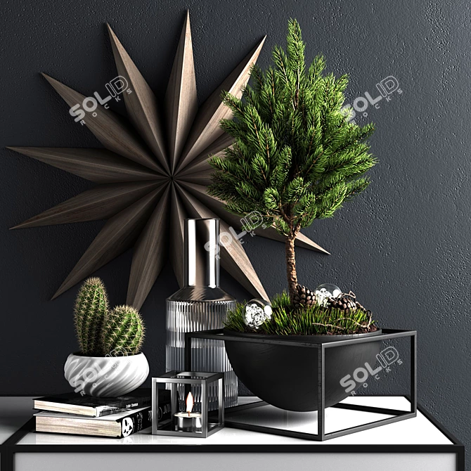 Title: Pine Tree Decor Set 3D model image 1