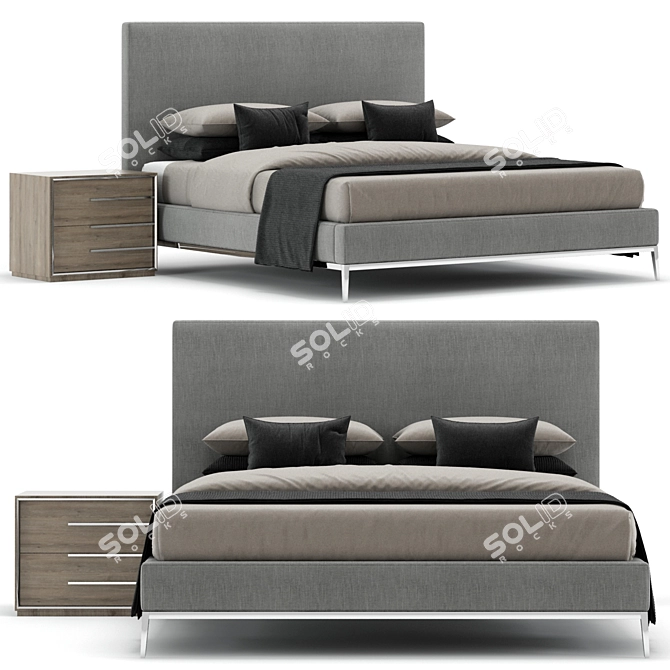 Contemporary Italia Panel Bed 3D model image 1