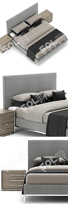 Contemporary Italia Panel Bed 3D model image 2