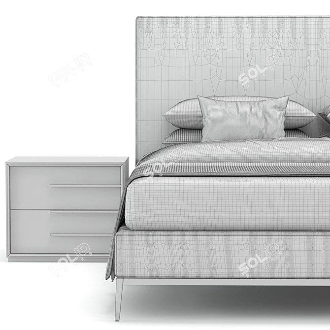 Contemporary Italia Panel Bed 3D model image 3