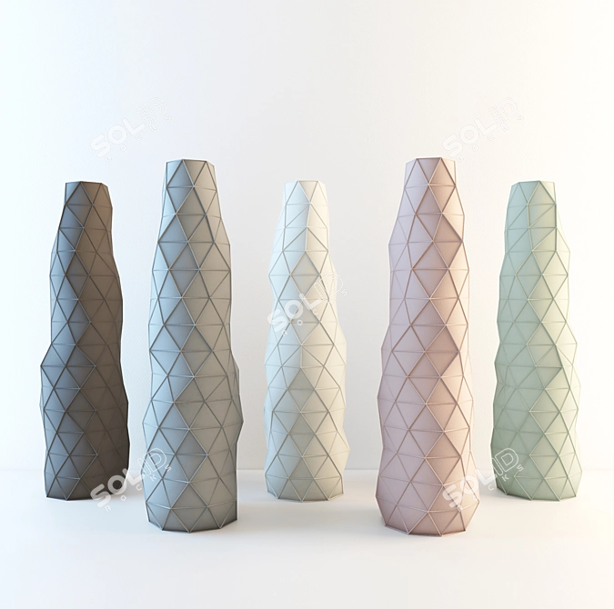 Multicolor Geometric Vase Set 3D model image 1