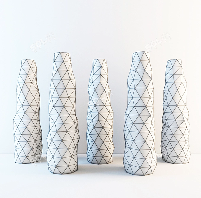 Multicolor Geometric Vase Set 3D model image 2