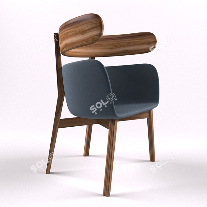 Vintage Wooden Armchair 3D model image 2