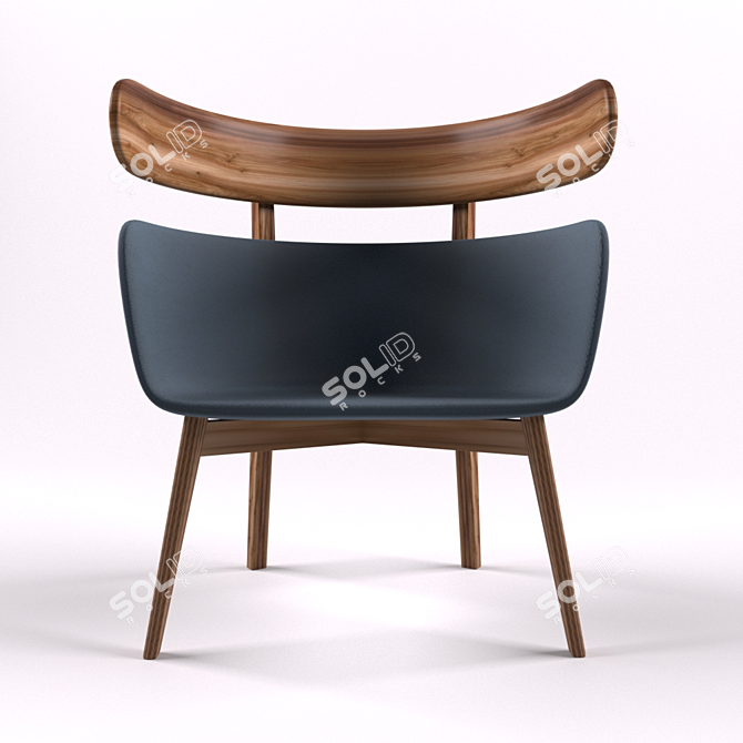 Vintage Wooden Armchair 3D model image 3