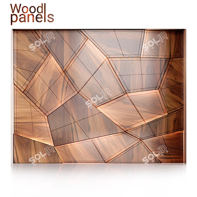 Modern Wooden Panels: Dimensional Beauty 3D model image 2