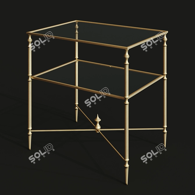 Vintage Gold Iron Side Table 3D model image 1