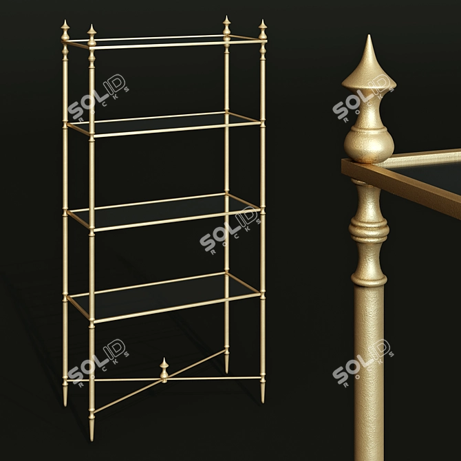 Elegant Matthew Williams Gold Iron Shelf 3D model image 1