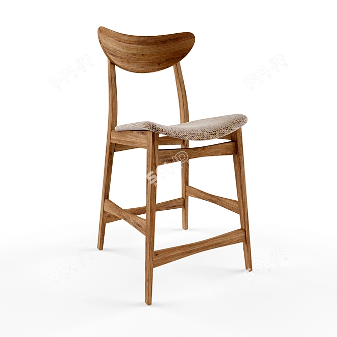 Modern Scandinavian Style Bar Chair 3D model image 1