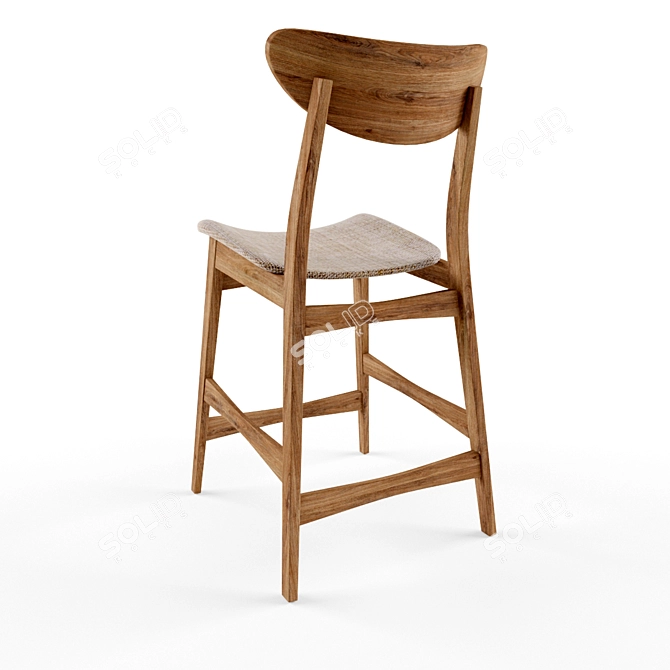 Modern Scandinavian Style Bar Chair 3D model image 2