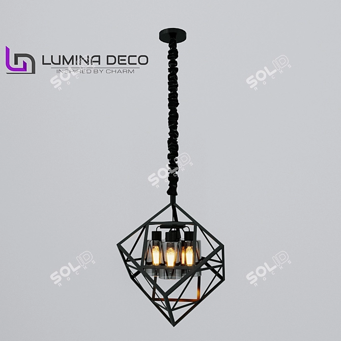 OM Pendant Lamp: Sleek Black Deco Design 3D model image 2
