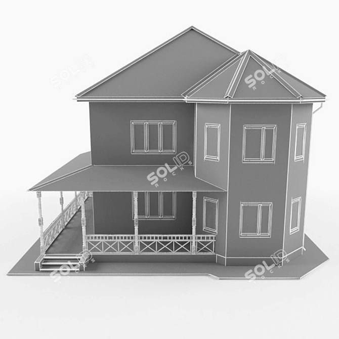 Cozy Brick Cottage with Terrace 3D model image 3