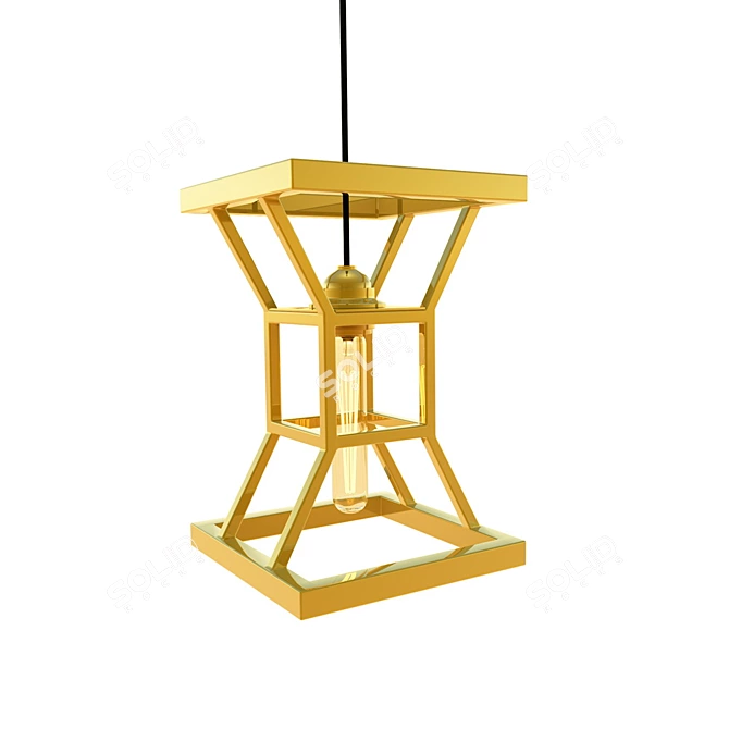 Golden Sand Hourglass Pendant Lamp 3D model image 1