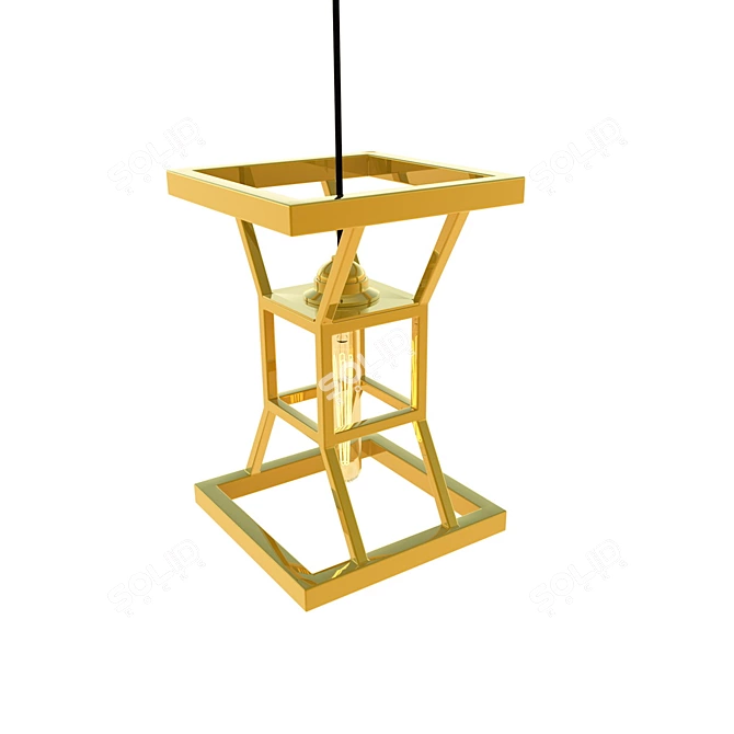 Golden Sand Hourglass Pendant Lamp 3D model image 2