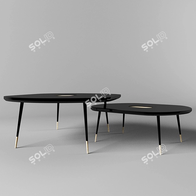 Sleek Black Center Table 3D model image 2