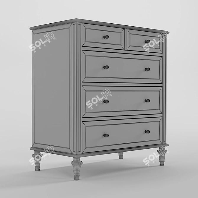 Elegant 5-Drawer Chest 3D model image 3