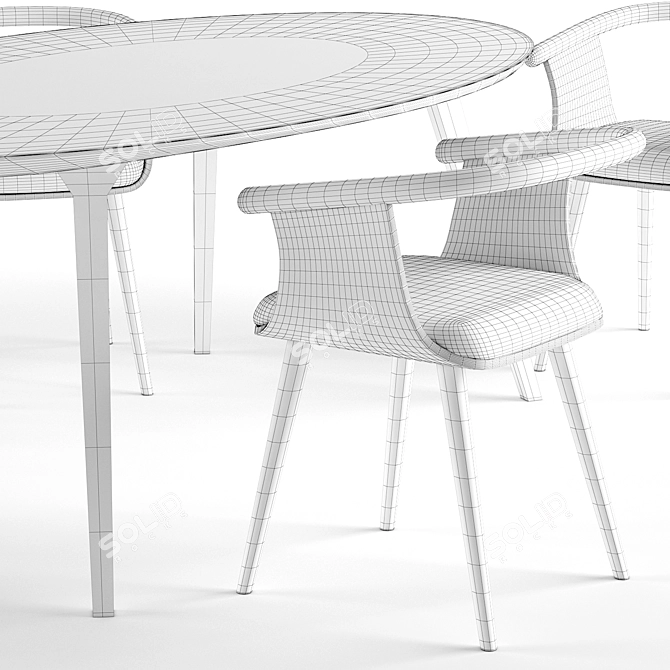 Contemporary Yuumi Chair and Ademar Table - Bross Italy 3D model image 3