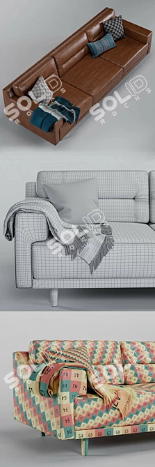 Modern Leather EQ3 Remi Sofa 3D model image 3