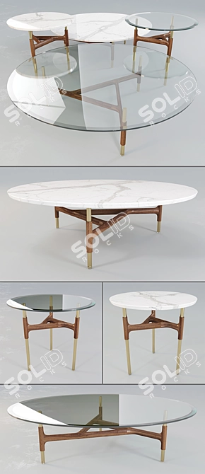 Elegant Porada Joint Coffee Table 3D model image 2