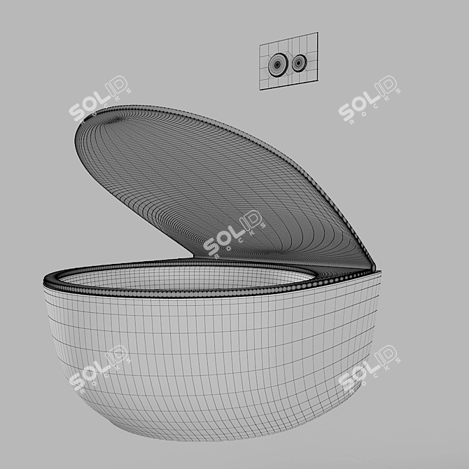 Sleek Round Wall-Mounted Toilet 3D model image 3