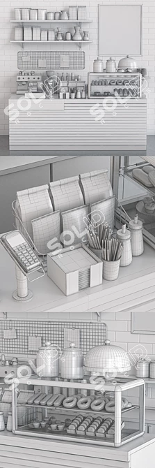 Coffee Bar: Complete Cafe Setup 3D model image 3