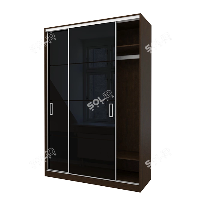 Sleek Sliding Wardrobe with Modus MS163 Narrow Profile 3D model image 2