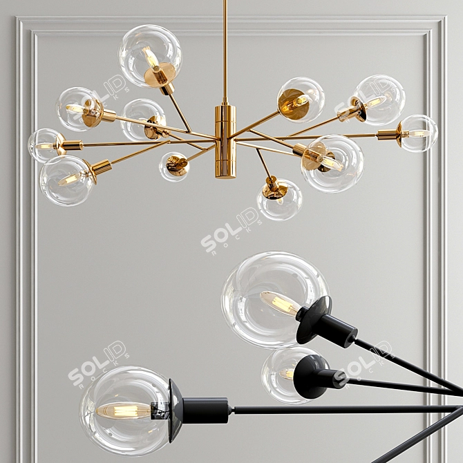 Elegant Brass Pellman Chandelier 3D model image 1