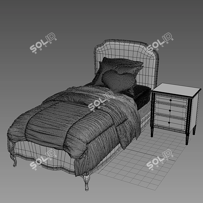 Elegant Marceline Bed: Low Footboard 3D model image 2