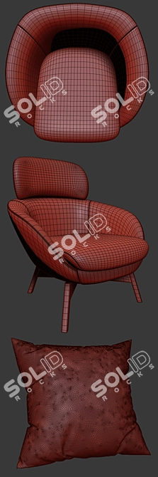 Modern Minotti Russell Armchair Set 3D model image 3